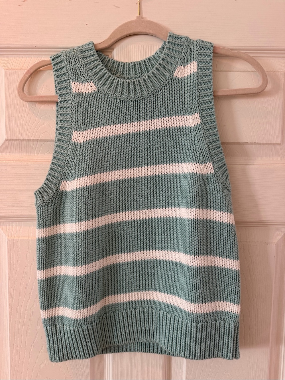 Vineyard Vines Mint & White Striped Sleeveless Sweater Tank